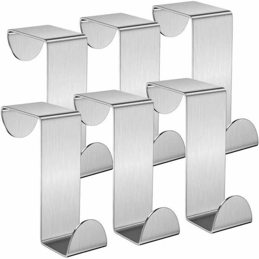 Deur Haken Deurhaak RVS Set Ophanghaken Kapstok Badkamer haak Keuken Haak Jashaak Kapstokken Deurhaken over Deur Ophanghaak Kapstokhaak 6 Stuks