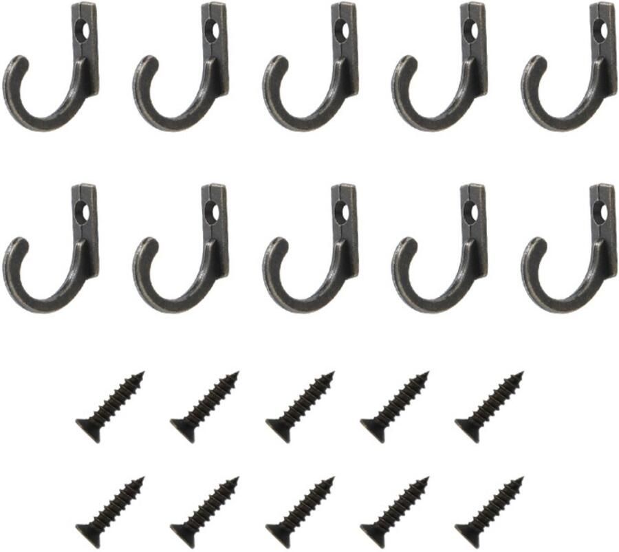 Dussdote Haken Wandhaken Kapstokken met schroeven Vintage Stijl voor Handdoeken Badkamer Slaapkamer en Keuken 10 Stuks Zwart