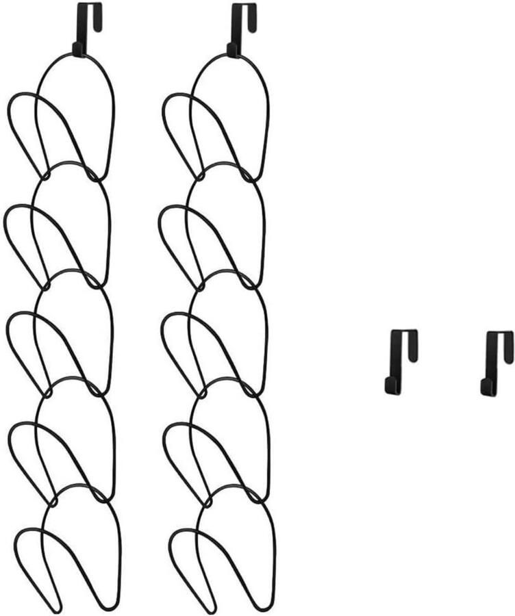 Dussdote Hoedenrek Deurkapstok Ophangbaar Verstelbaar Geschikt voor Sjaals Handtassen Handdoeken Kleding Stropdassen Zwart