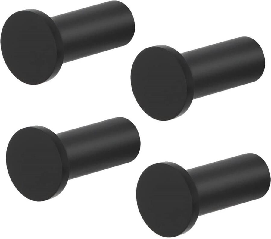 Dussdote Kapstokhaak Wandhaak Handdoekhaak met schroefbevestiging Voor badkamer keuken slaapkamer RVS Zwart 4-pack