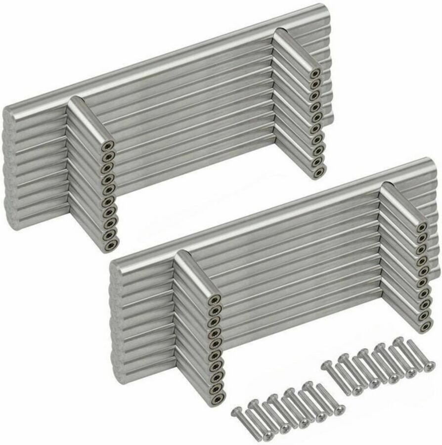 Dussdote Kastgreep Meubelgreep T-vormige kastgreep van roestvrij staal boorafstand 96 mm zilver 20 stuks