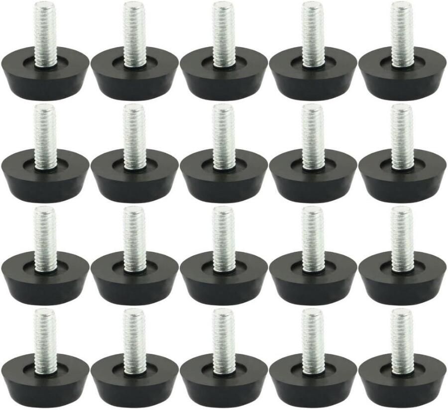 Dussdote Meubelbeschermers Tafel- en stoelpoten Meubelstelvoeten Vloerbeschermers Verstelbaar M6 x 20 mm 20 stuks Zwart