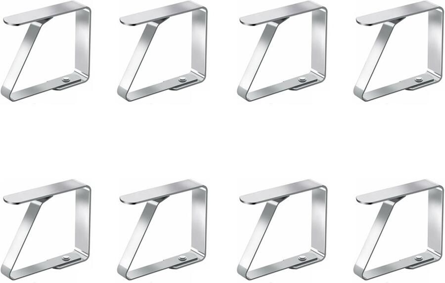 Dussdote Tafelkleedklemmen Grote tafelkleedklemmen Verstelbare tafelkleedklemmen Voor tuintafels Roestvrij staal 8x7cm Verpakking van 8 Zilver