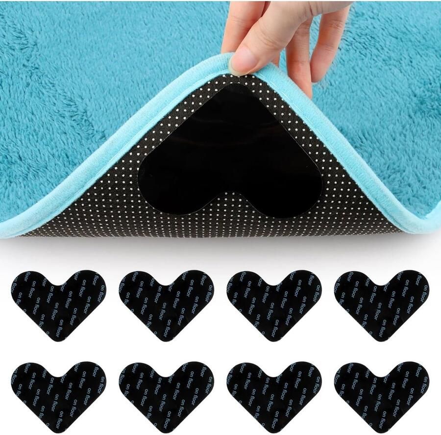 Dussdote Zwarte tapijtstickers herbruikbaar wasbaar antislip krult niet 8-pack