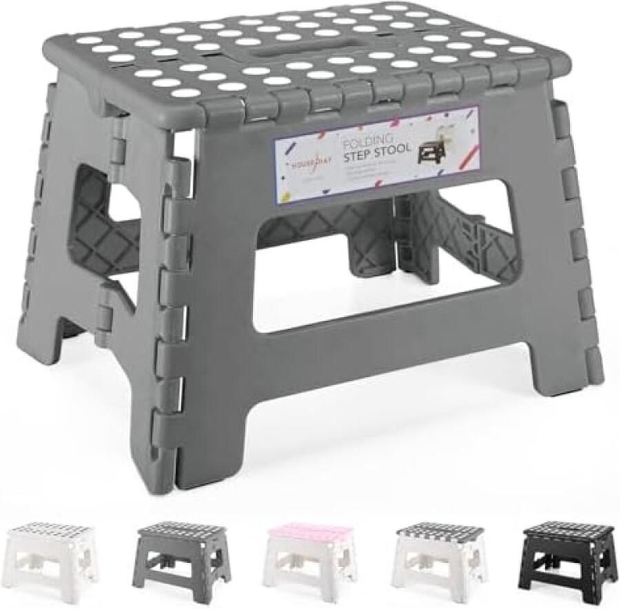 Dustdraft ™ Opstapkruk kinderkruk opvouwbare kruk kinderklapbare opstap kinderstap zwart kunststof opvouwbaar ruimtebesparend compacte belasting 115kg 8.5 voor keuken badkamer Grijs