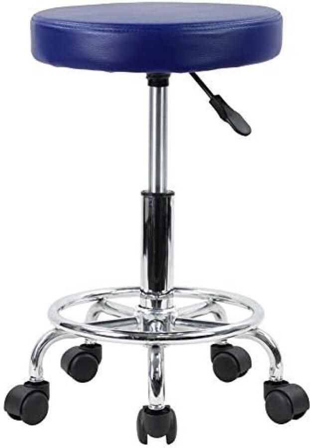 Dustdraft PU lederen ronde rollende kruk met voetsteun draaibare hoogteaanpassing spa opstellen salon tatoeage werk kantoor massage krukken taakstoel