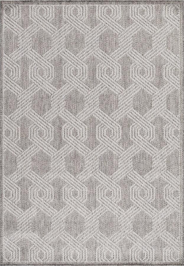 Dutch XXL Buitenkleed Aruba Geometrisch Grijs 140x200 cm Buitentapijt Tuintapijt