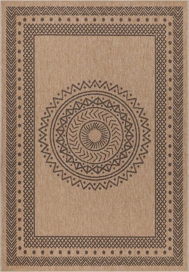 Dutch XXL Buitenkleed Dhaka Geometrisch Zwart 240x340 cm Buitentapijt Tuintapijt