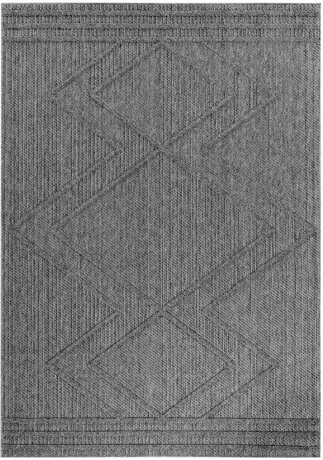 Dutch XXL Buitenkleed Patara Geometrisch Grijs 80x150 cm Buitentapijt Tuintapijt