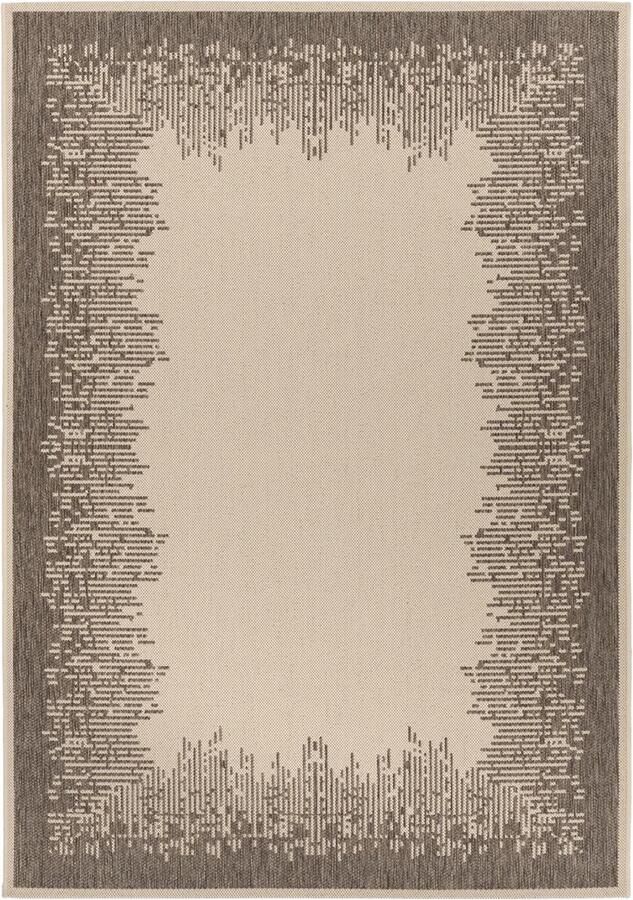 Dutch XXL Buitenkleed Splash Abstract Crème Bruin 80x150 cm Buitentapijt Tuintapijt