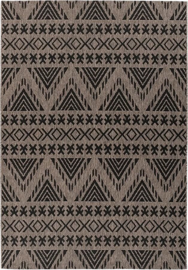 Dutch XXL Buitenkleed Splash Etnisch Grijs Bruin 200x290 cm Buitentapijt Tuintapijt