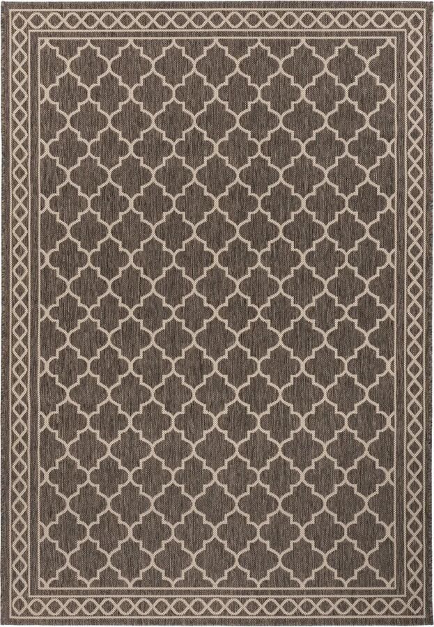 Dutch XXL Buitenkleed Splash Ornamenteel Bruin Crème 80x150 cm Buitentapijt Tuintapijt