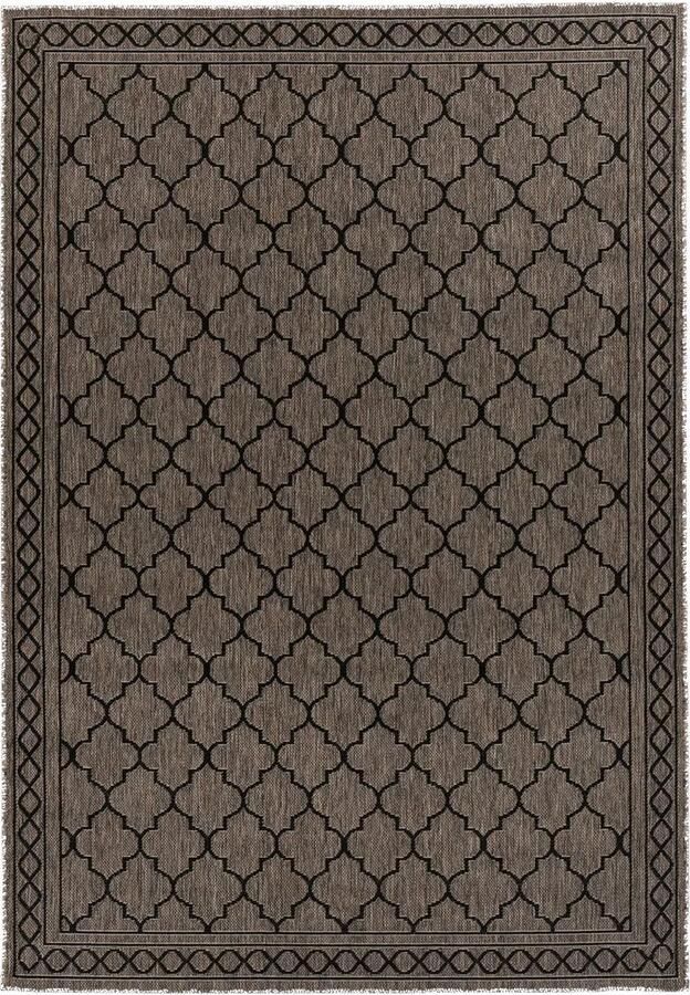 Dutch XXL Buitenkleed Splash Ornamenteel Grijs Bruin 80x150 cm Buitentapijt Tuintapijt