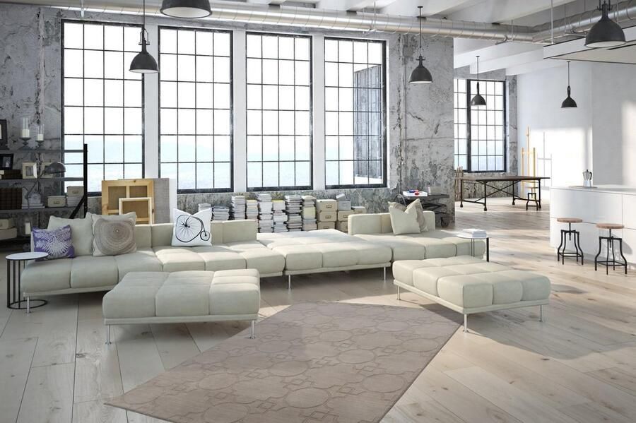 Kayoom Wollen vloerkleed in trendy design 120 x 170 Beige