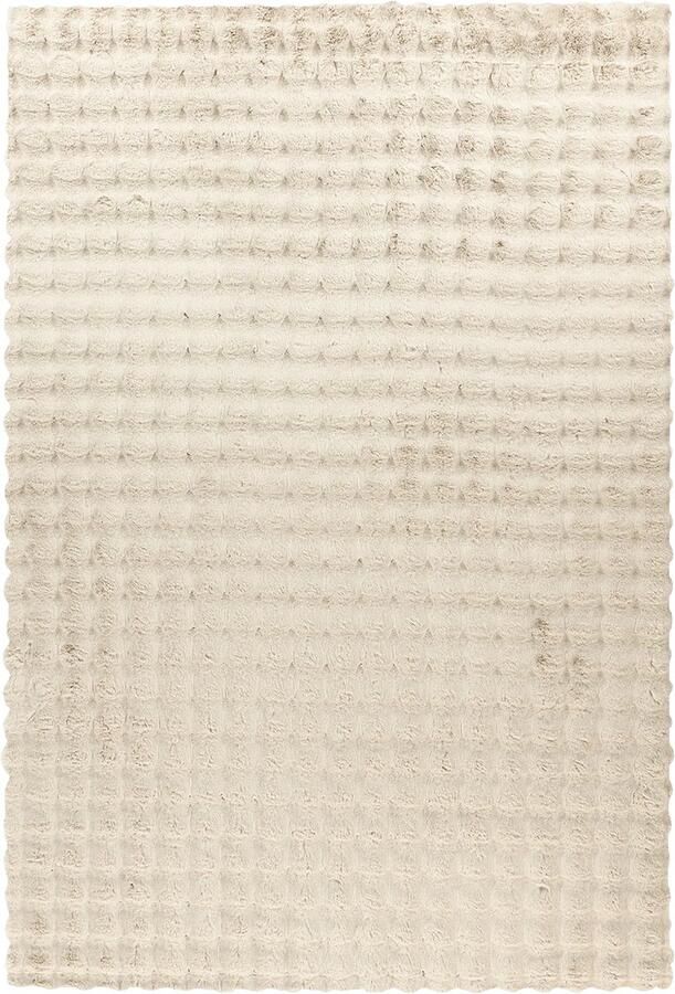 Dutch XXL Hoogpolig Vloerkleed Tapijt Hailey Blokken Crème 200x290 cm