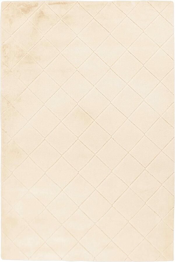 Dutch XXL Hoogpolig Vloerkleed Tapijt Imala Ruiten Crème 120x160 cm