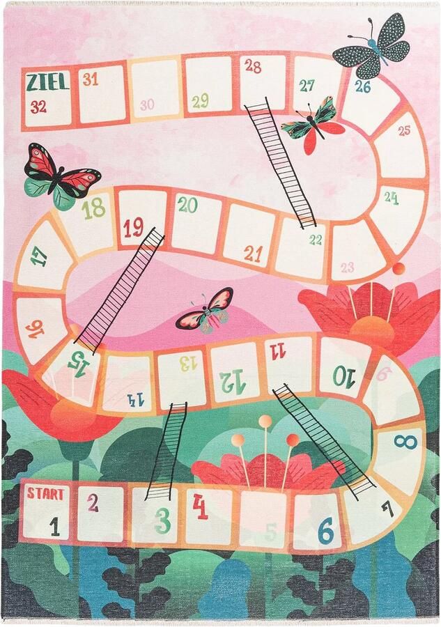 Dutch XXL Kindervloerkleed Tapijt Joanna Bordspel Multikleur 115x170 cm