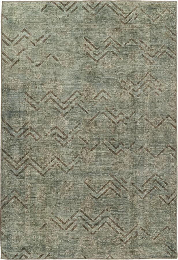 Dutch XXL Laagpolig Vloerkleed Tapijt Antique Lijnen Kaki 80x150 cm