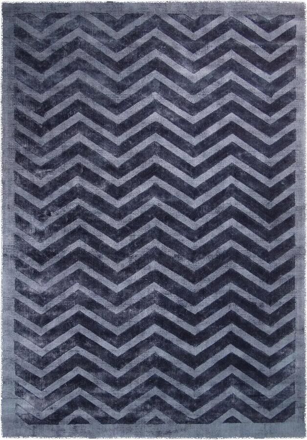 Dutch XXL Laagpolig vloerkleed Tapijt Luxury Zigzag Marineblauw 160x230 cm