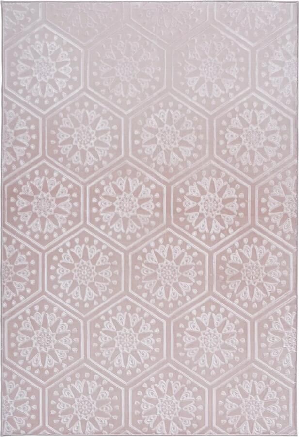 Dutch XXL Laagpolig Vloerkleed Tapijt Monroe Hexagon Roze 200x290 cm