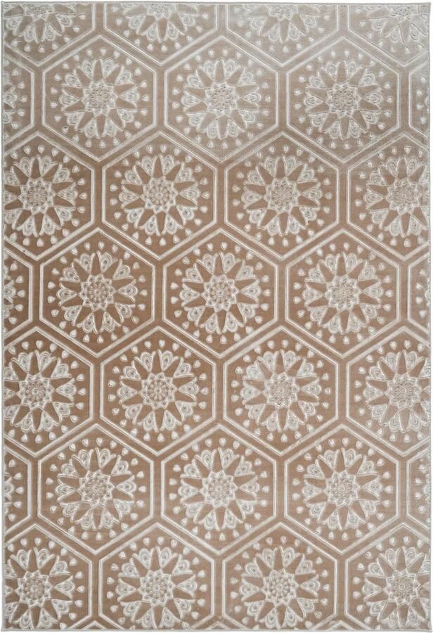 Dutch XXL Laagpolig Vloerkleed Tapijt Monroe Hexagon Taupe 80x300 cm