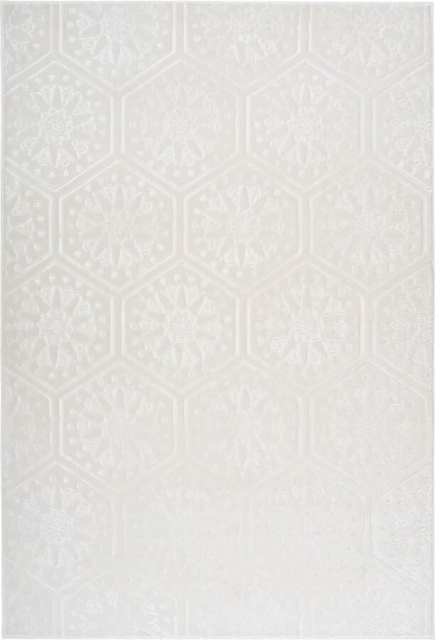 Dutch XXL Laagpolig Vloerkleed Tapijt Monroe Hexagon Wit 80x300 cm