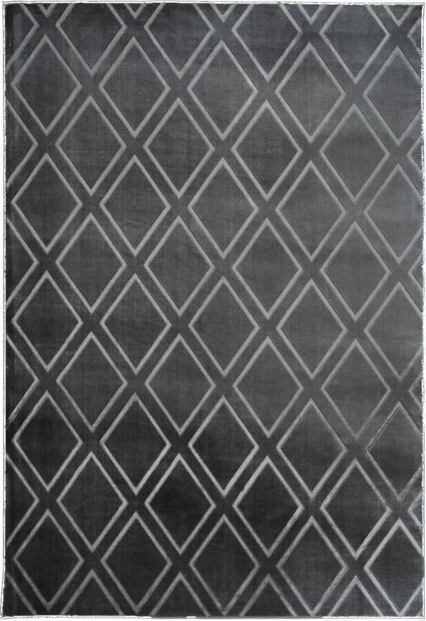 Dutch XXL Laagpolig Vloerkleed Tapijt Monroe Ruiten Antraciet 80x300 cm