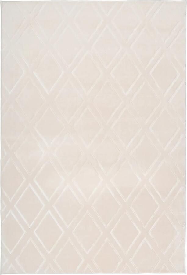 Dutch XXL Laagpolig Vloerkleed Tapijt Monroe Ruiten Crème 80x150 cm