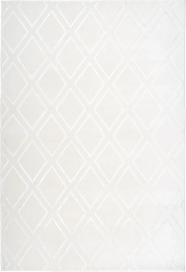 Dutch XXL Laagpolig Vloerkleed Tapijt Monroe Ruiten Wit 120x170 cm