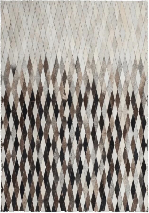 Dutch XXL Leren Vloerkleed Tapijt Lavish Ruiten Grijs 160x230 cm