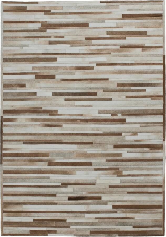 Dutch XXL Leren Vloerkleed Tapijt Lavish Stroken Crème 80x150 cm