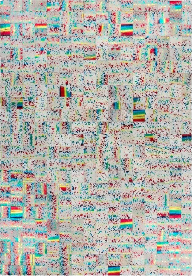 Dutch XXL Leren Vloerkleed Tapijt Rocket Abstract Crème Multi 200x290 cm