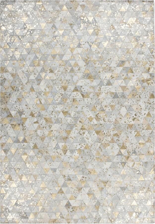 Dutch XXL Leren Vloerkleed Tapijt Rocket Geometrisch Crème Goud 120x170 cm