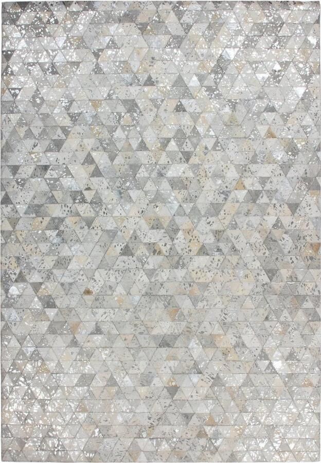 Dutch XXL Leren Vloerkleed Tapijt Rocket Geometrisch Grijs Zilver 80x150 cm