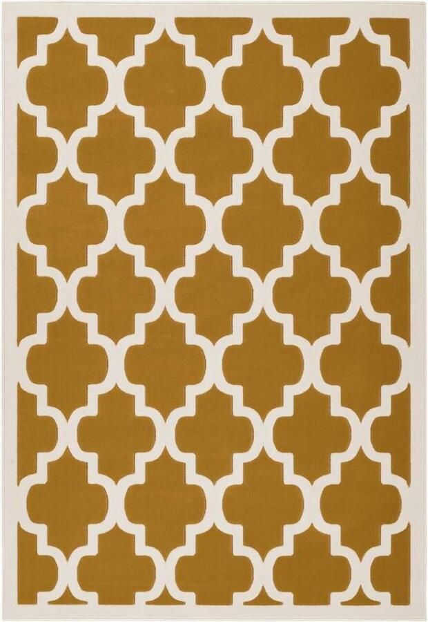 Kayoom Beige Geel vloerkleed 160x230 cm Symmetrisch patroon Modern