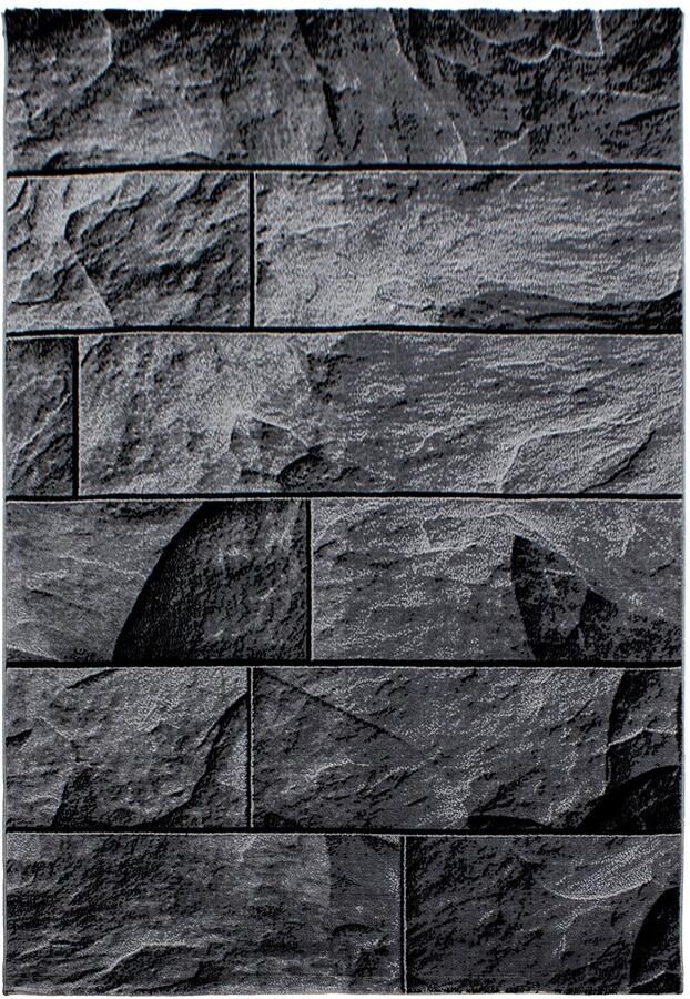 Dutch XXL Modern Vloerkleed Tapijt Parma Stenen Zwart 80x300 cm