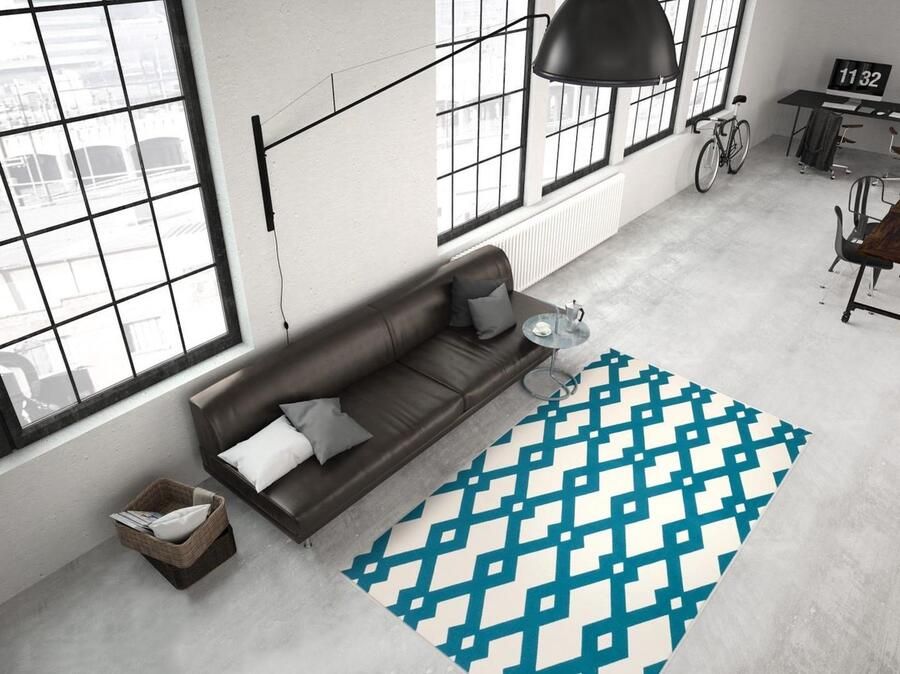 Lalee laagpolig vloerkleed met geometrischem Design 200 x 290 Turkoois