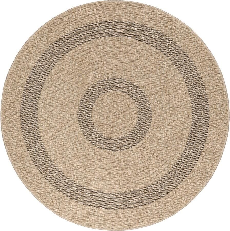 Dutch XXL Rond Buitenkleed Comilla Bohemian Zwart 120x120 cm Buitentapijt Tuintapijt