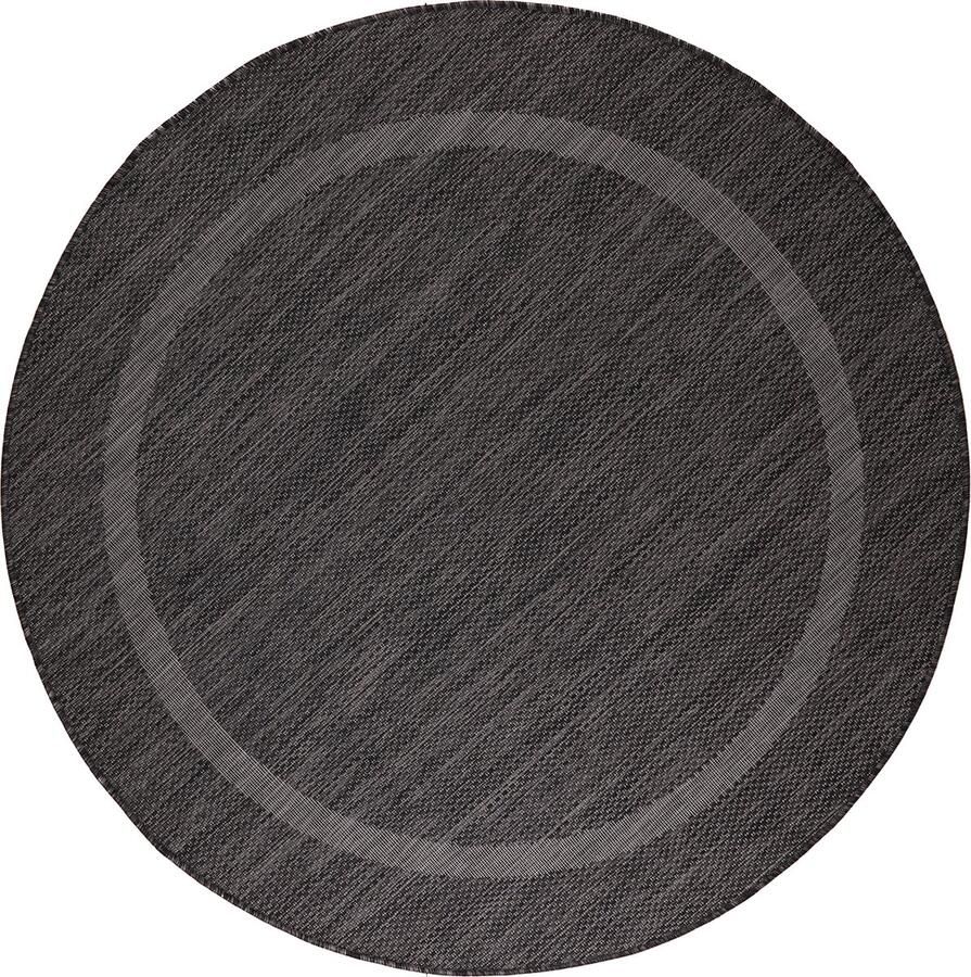 Dutch XXL Relax Rond Laagpolig Vloerkleed Black Verfijnde Kwaliteit 160x160 cm