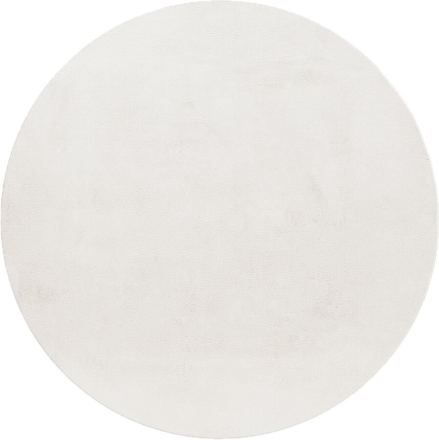 Dutch XXL Pouffy Rond Hoogpolig Vloerkleed Cream Verfijnde Kwaliteit 200x200 cm