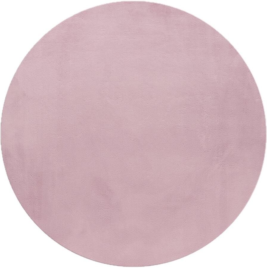 Dutch XXL Pouffy Rond Hoogpolig Vloerkleed Rose Verfijnde Kwaliteit 120x120 cm