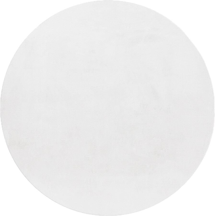 Dutch XXL Pouffy Rond Hoogpolig Vloerkleed White Verfijnde Kwaliteit 160x160 cm