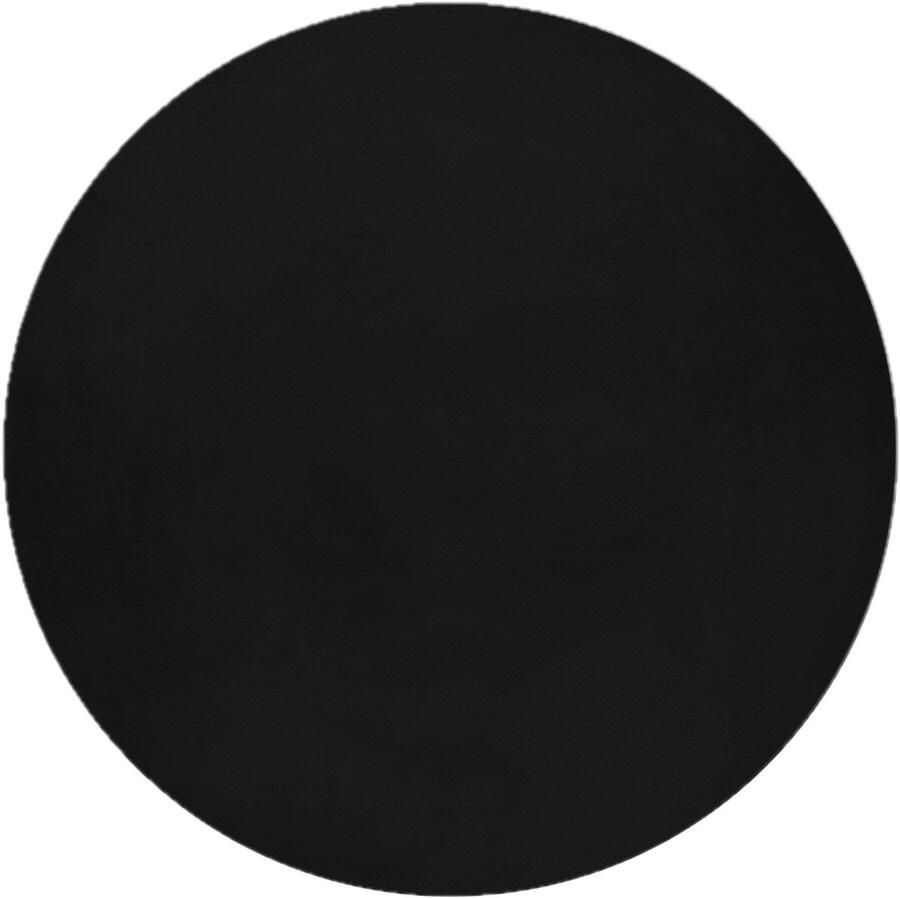 Dutch XXL Pouffy Rond Hoogpolig Vloerkleed Black Verfijnde Kwaliteit 160x160 cm