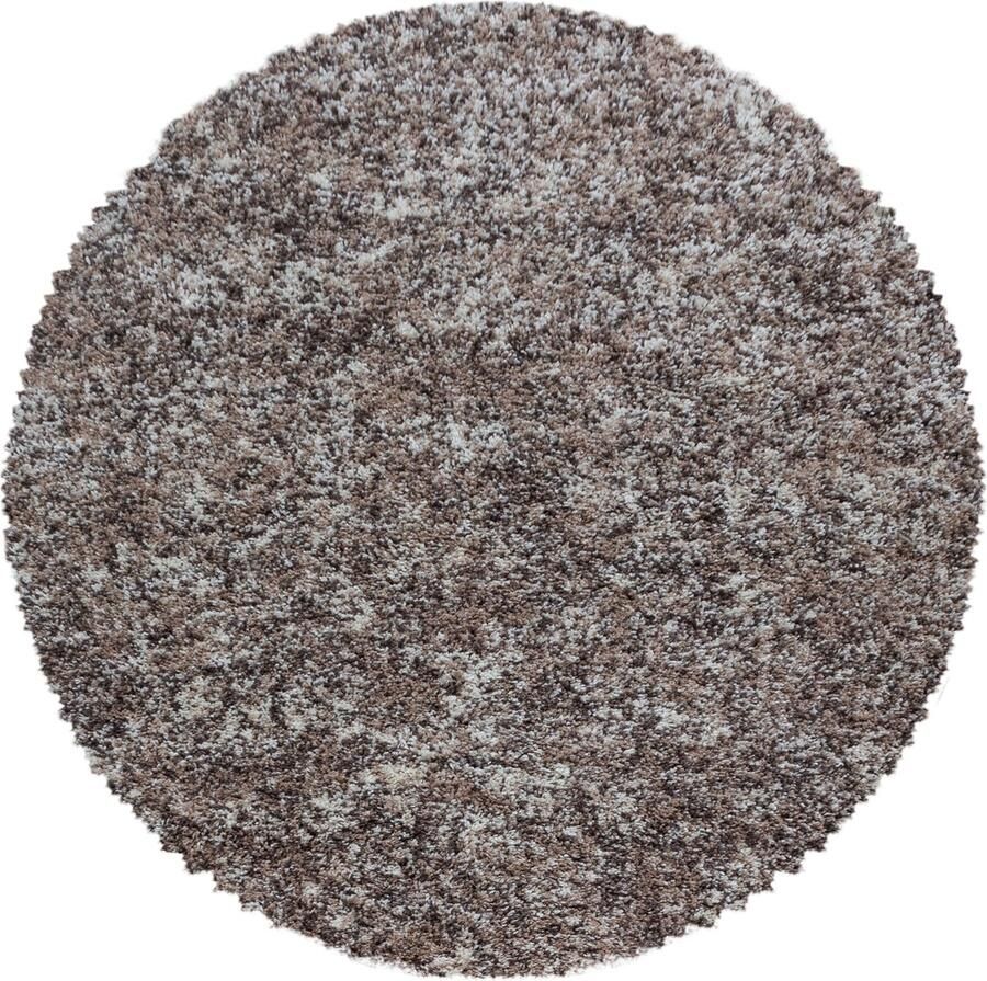 Dutch XXL Shaggy Enjoy Rond Hoogpolig Vloerkleed Beige Verfijnde Kwaliteit 80x80 cm