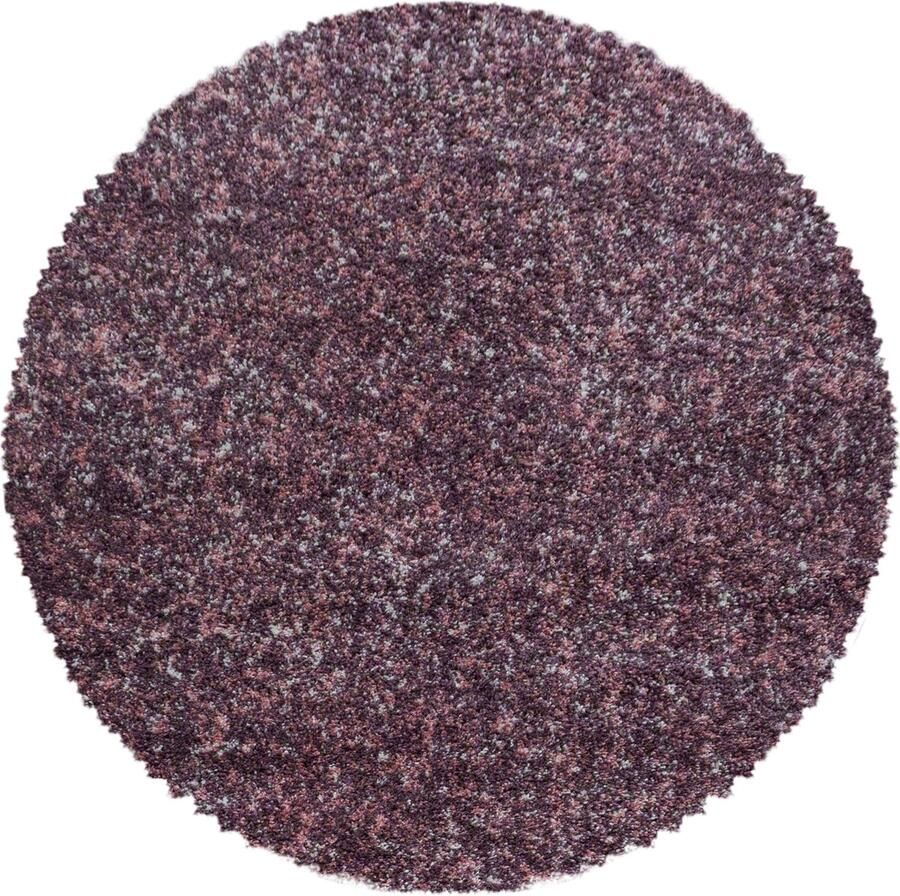 Dutch XXL Rond Hoogpolig Vloerkleed Tapijt Shaggy Enjoy Roze 120x120 cm
