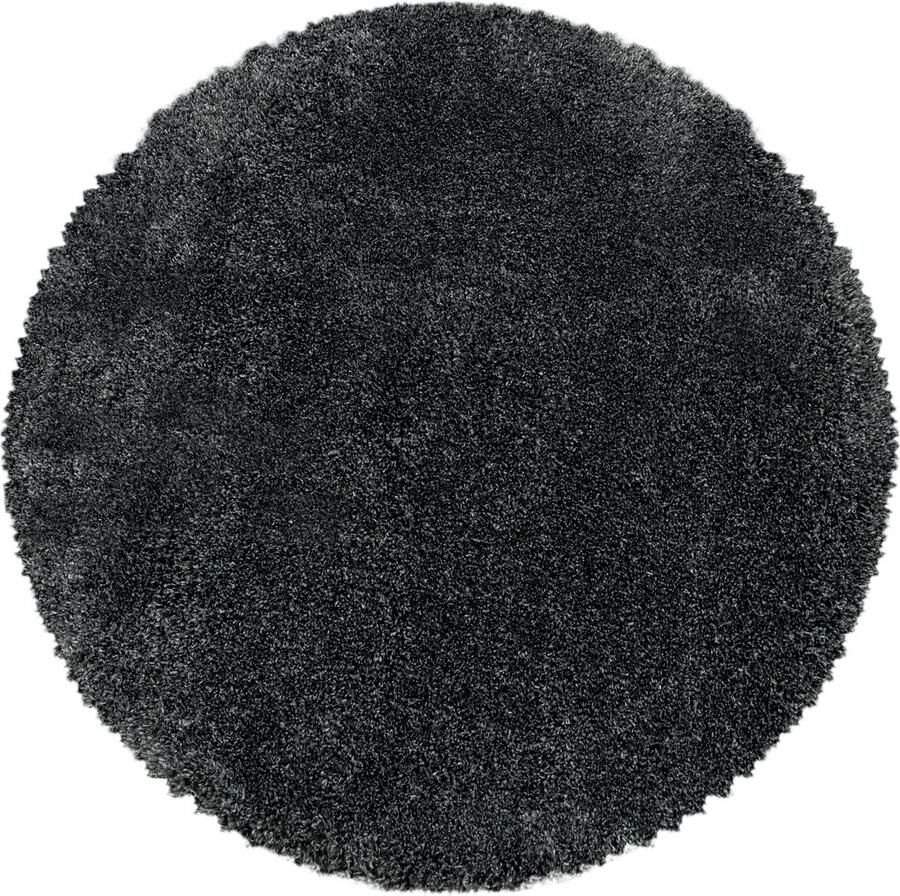 Dutch XXL Shaggy Fluffy Rond Hoogpolig Vloerkleed Grey Verfijnde Kwaliteit 200x200 cm