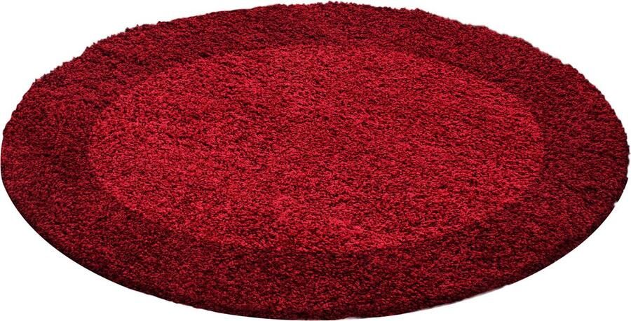 Dutch XXL Shaggy Life Rond Hoogpolig Vloerkleed Red Verfijnde Kwaliteit 160x160 cm