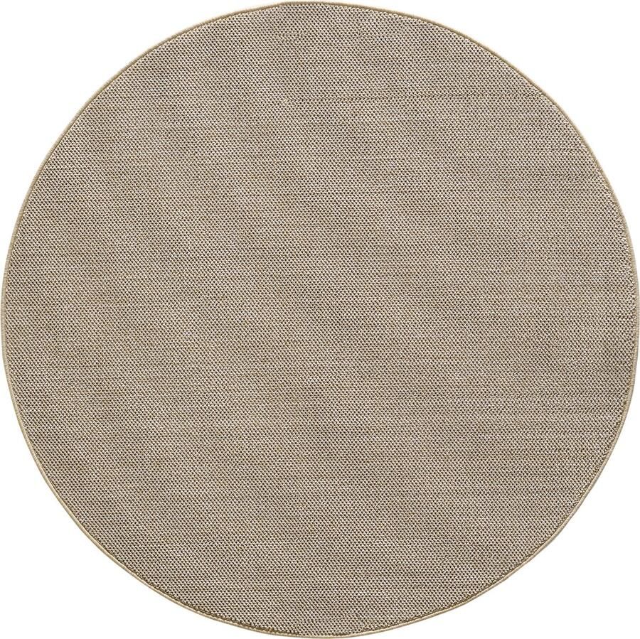 Dutch XXL Loom Rond Laagpolig Vloerkleed Beige Verfijnde Kwaliteit 160x160 cm