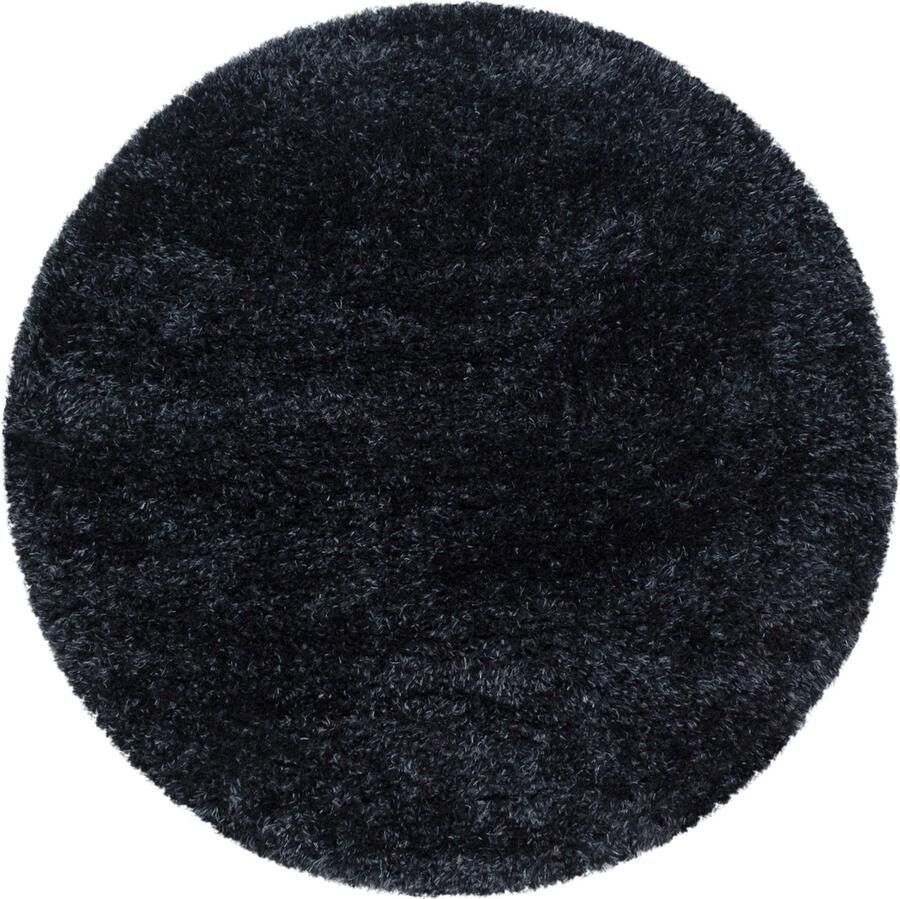 Dutch XXL Shaggy Brilliant Rond Hoogpolig Vloerkleed Black Verfijnde Kwaliteit 120x120 cm