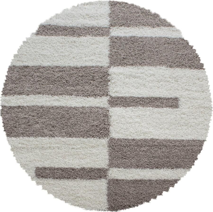 Dutch XXL Shaggy Gala Rond Hoogpolig Vloerkleed Beige Verfijnde Kwaliteit 80x80 cm